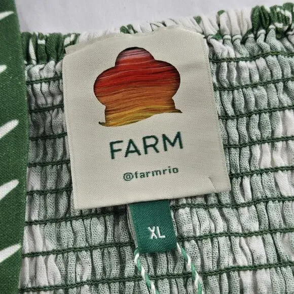 Farm Rio Macaw Elegance Romper Green White Women's XL Palm Print NEW FLAWS